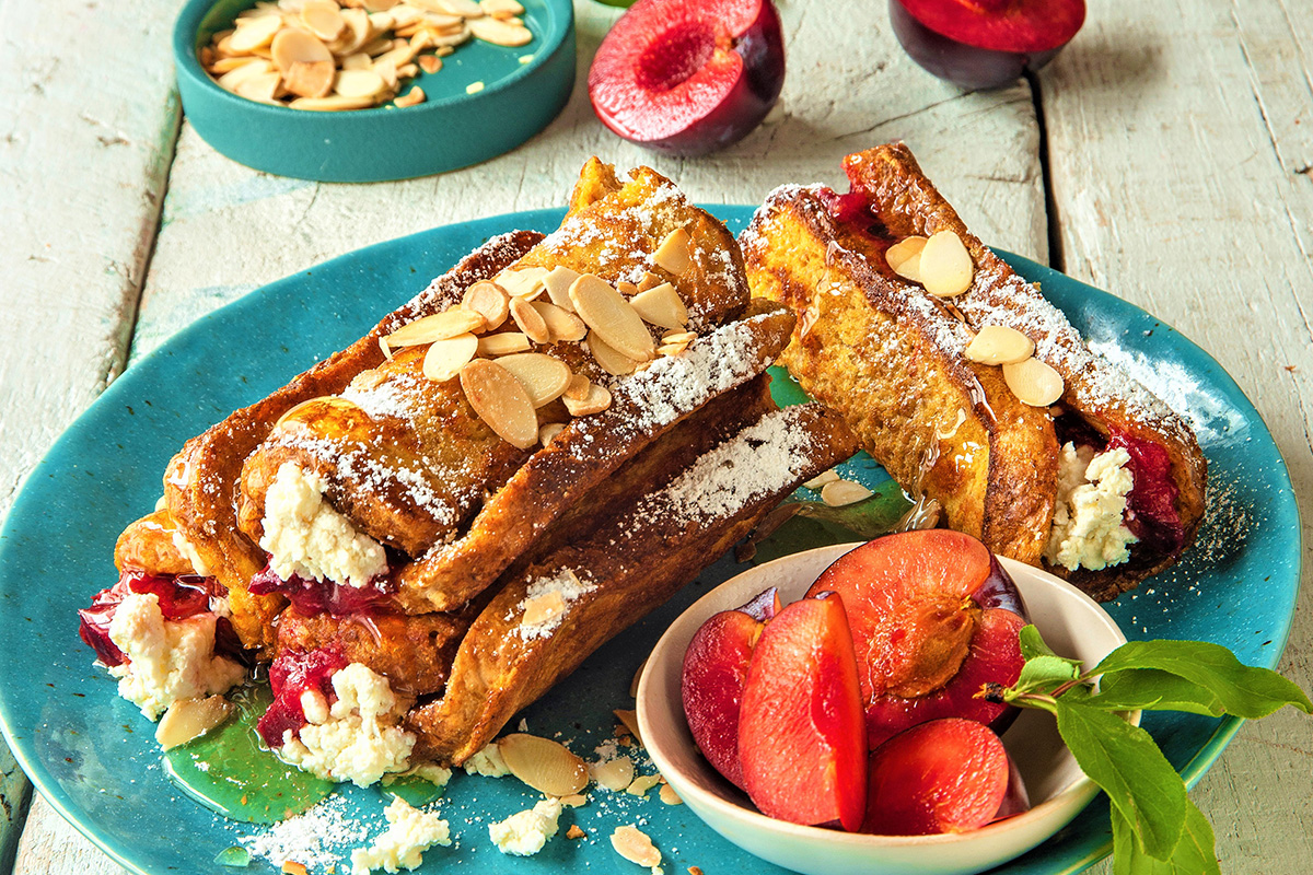 Ricotta & Plum Stuffed French Toast - South African Plums